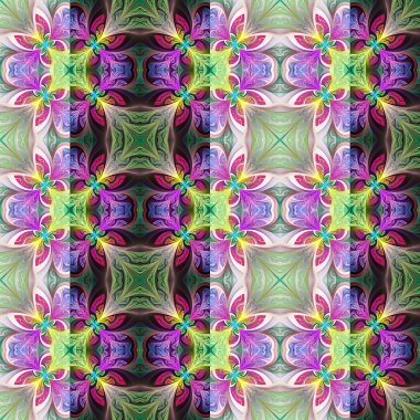 İki tonlu sorunsuz çiçek deseni vitray pencere tarzı. 