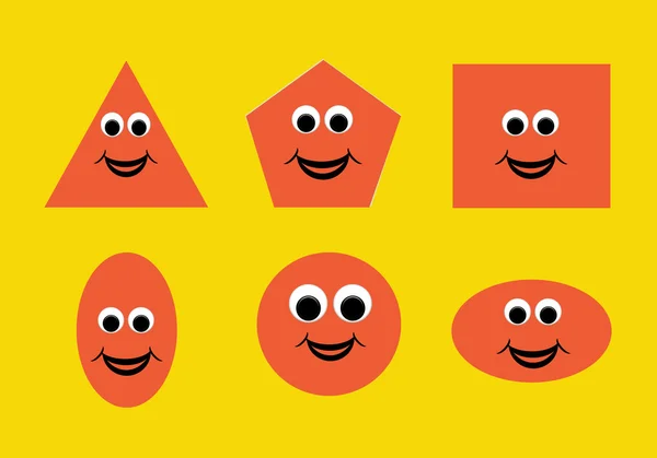 Illustration von Formen mit einem fröhlichen Cartoon-Gesicht, ideal für Kinder — Stockfoto