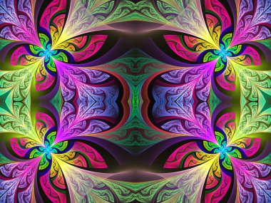 Çok renkli çiçek desen vitray pencere stili. Sen c