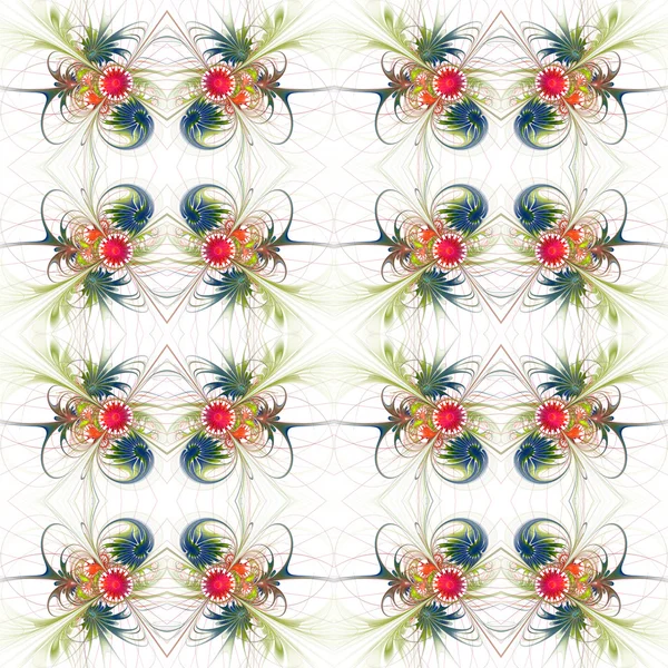 Blomma bakgrund i fractal design. Gröna och röda palett. På w — Stockfoto