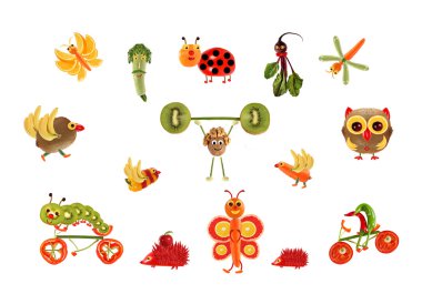 Yaratıcı yiyecekler kavramı. Meyve ve sebze yapılmış muhteşem ülke