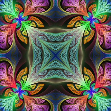 Çok renkli çiçek desen vitray pencere stili. Sen c