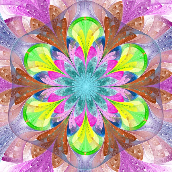 Symmetrisches Muster im Glasfenster-Stil. rosa, blau, p — Stockfoto