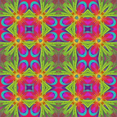 Vitray pencere stili o çok renkli simetrik desen