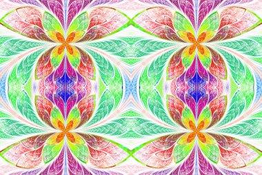 Simetrik desende çok renkli vitray pencere stili. 