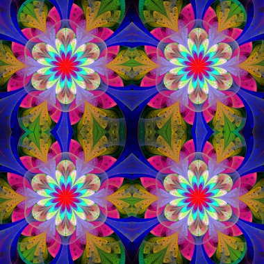 Çok renkli kesintisiz arka planda vitray pencere stili. 