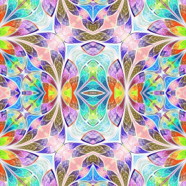 Çok renkli kesintisiz arka planda vitray pencere stili. 