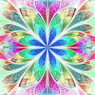 Vitray pencere çok renkli simetrik fraktal çiçek 