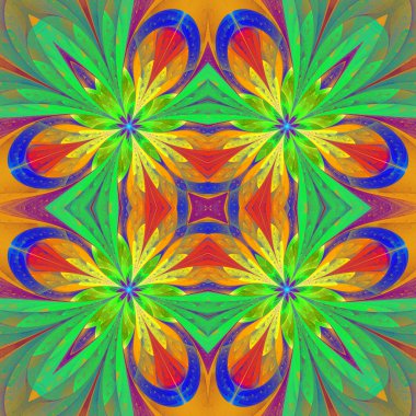 Vitray pencere stili o çok renkli simetrik desen