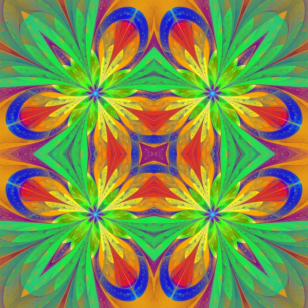 Vícebarevné symetrický vzor v mozaikové okno styl o — Stock fotografie