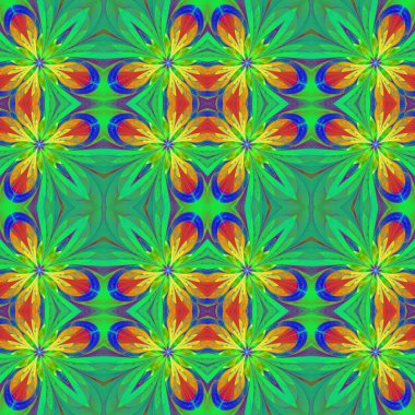 Vitray pencere stili o çok renkli simetrik desen