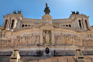 Roma, İtalya, 11 Nisan 2016: Piazza Venezia ve Monumento Nazio