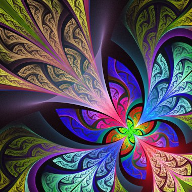 Çok renkli çiçek desen vitray pencere stili. Sen c