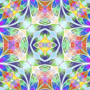 Çok renkli kesintisiz arka planda vitray pencere stili. 