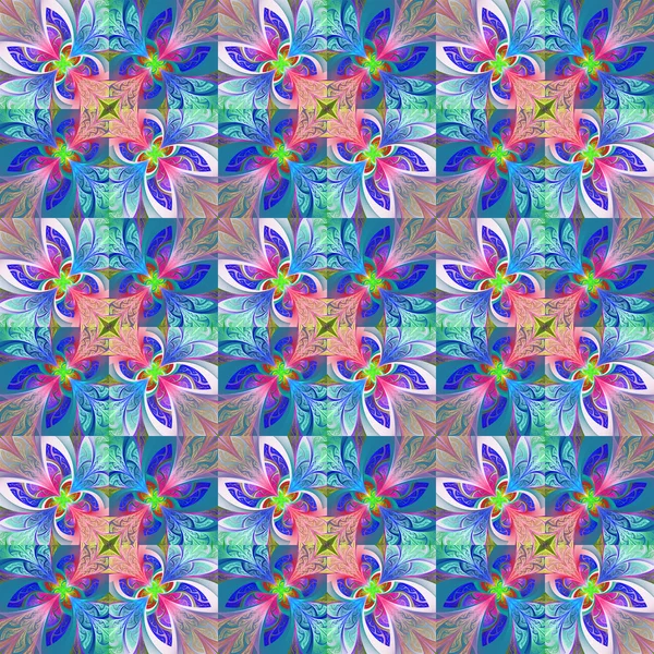 Two-tone seamless flower pattern in stained-glass window style. — Stock Photo, Image