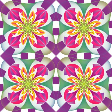 Geometrik süsleme ile çok renkli simetrik desen. Artw