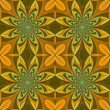 Kabarık efektli yaprakların Dikişsiz simetrik desen.