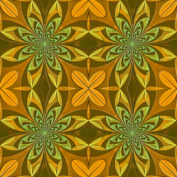 Naadloze symmetrisch patroon van de bladeren met reliëfeffect. — Stockfoto