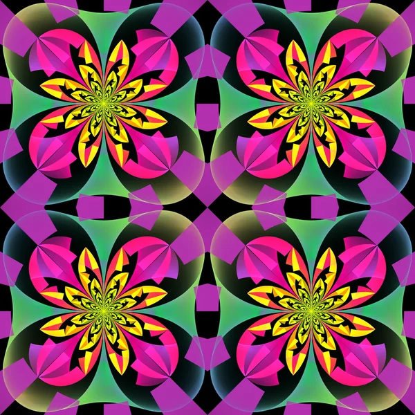 Multicolored symmetrical pattern with geometrical ornament. Artw — Stock Photo, Image