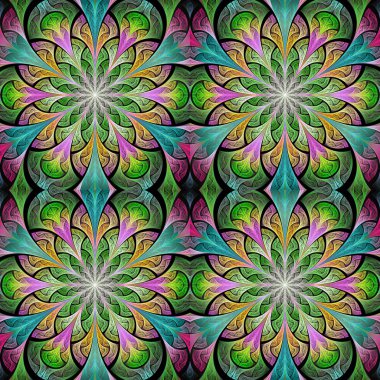 Vitray pencere arpacık çok renkli kesintisiz çiçek deseni