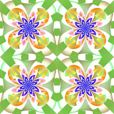 Geometrik süsleme ile çok renkli simetrik desen. Artw