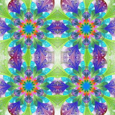 Çok renkli kesintisiz arka planda vitray pencere stili. 