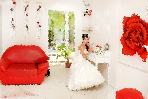 Pernikahan. Efek blur zoom radial defokusing filter diterapkan, wit — Stok Foto