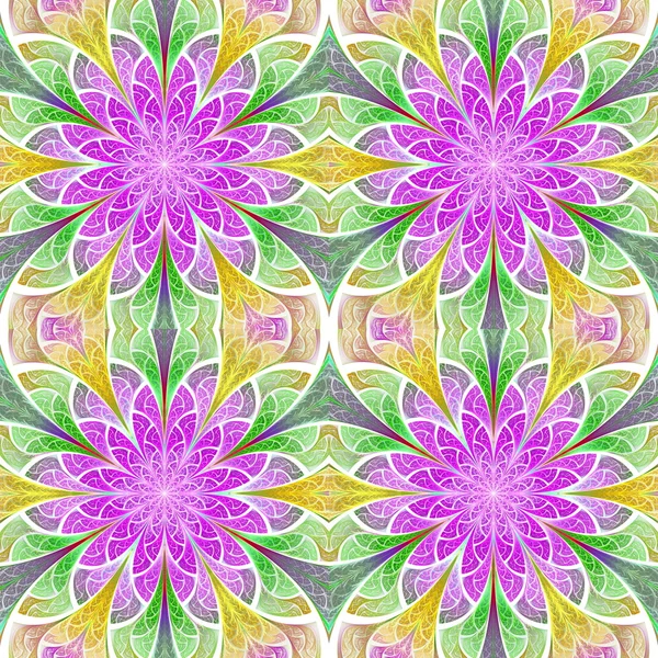 Multicolored seamless flower pattern in stained-glass window sty — Stock Photo, Image