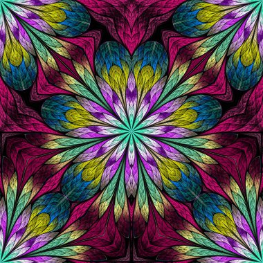 Çok renkli çiçek desen vitray pencere stili. Sen c