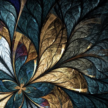 Güzel çiçek desen vitray pencere stili. Sarı bir