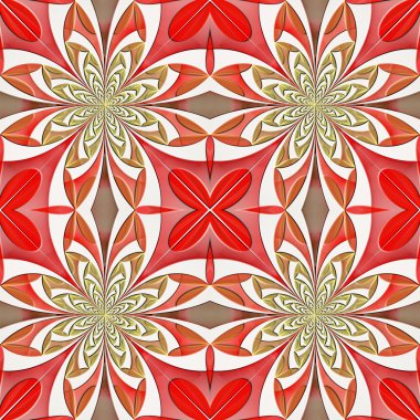 Kabarık efektli yaprakların Dikişsiz simetrik desen.