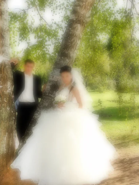 Bröllop. Radiella zoom sudda effekt Defokusering filter används, wit — Stockfoto