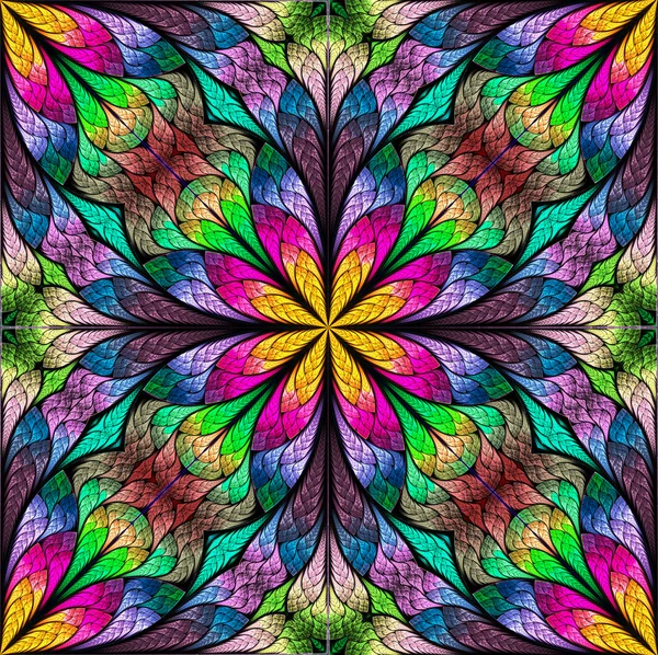 Multicolored flower pattern in stained-glass window style. You c — Stock Photo, Image