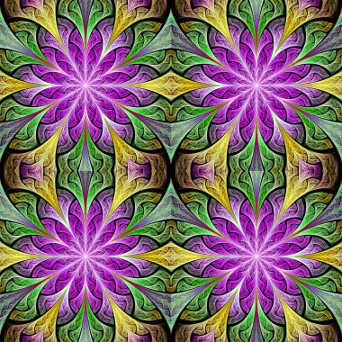 Vitray pencere arpacık çok renkli kesintisiz çiçek deseni