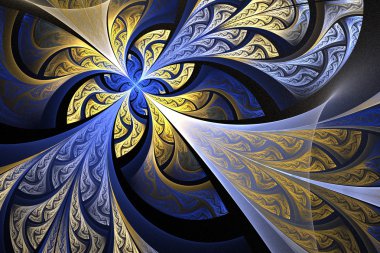 Fraktal çiçek ya da kelebek arka planda vitray pencere s