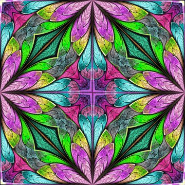 Vitray pencere stili çok renkli çiçek desenli. Sen c