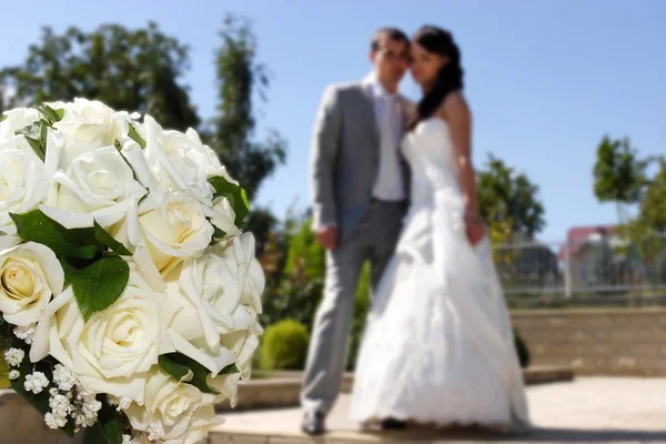 Wedding.  Radial zoom blur effect defocusing filter applied, wit — Stock Photo, Image