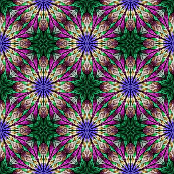 Multicolored floral pattern in stained-glass window style. You c — Stock Photo, Image