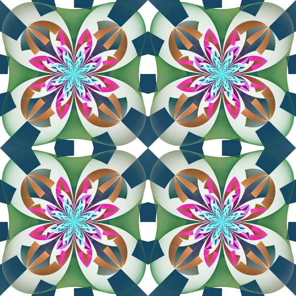 Modello simmetrico multicolore con ornamento geometrico. Articolo 2 — Foto Stock
