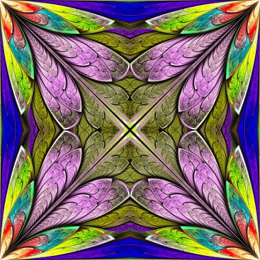 Vitray pencere stili çok renkli çiçek desenli. Sen c