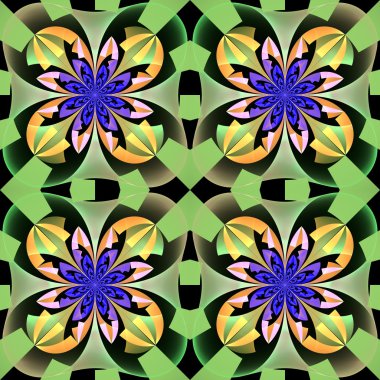 Geometrik süsleme ile çok renkli simetrik desen. Artw