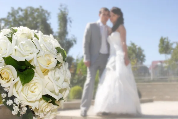 Hochzeit. radiale Zoomunschärfeeffekte Defokus Filter angewandt, Witz — Stockfoto