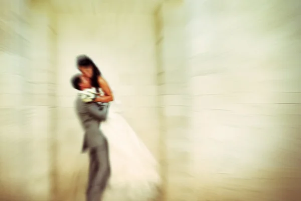 Wedding.  Radial zoom blur effect defocusing filter applied, wit — Stock Photo, Image