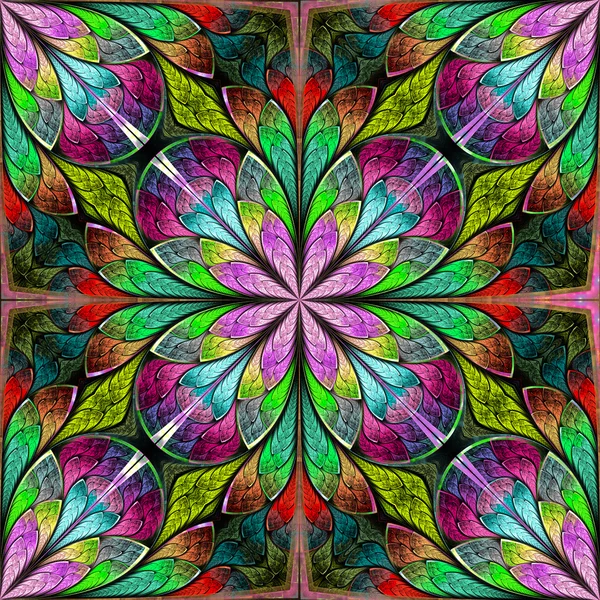 Multicolored floral pattern in stained-glass window style. You c — Stock Photo, Image