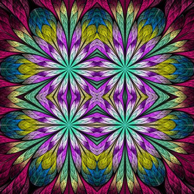 Vitray pencere stili çok renkli çiçek desenli. Sen c