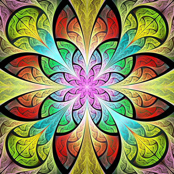 Multicolored flower pattern in stained-glass window style. You c — Stock Photo, Image