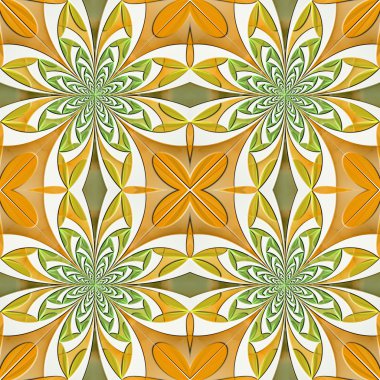 Kabarık efektli yaprakların Dikişsiz simetrik desen.