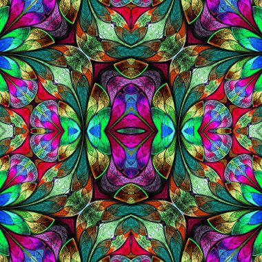 Çok renkli kesintisiz arka planda vitray pencere stili. 