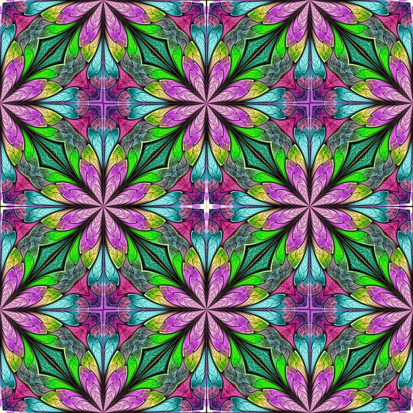 Multicolored floral pattern in stained-glass window style. You c — Stock Photo, Image