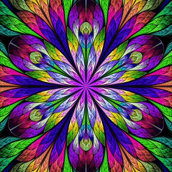 Multicolored flower pattern in stained-glass window style. You c — Stock Photo, Image